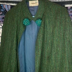 Green wool cloak poncho cape witchy Irish Layer